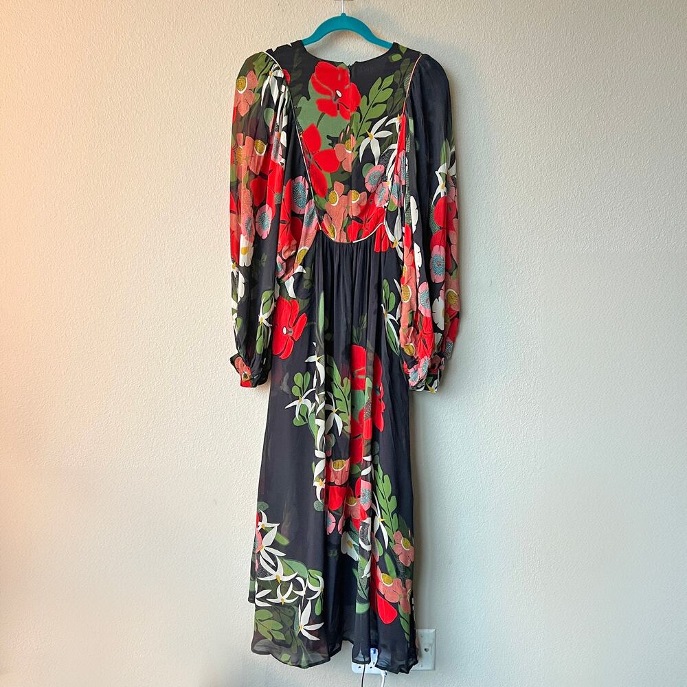Farm Rio Anthropologie Multicolor Long Sleeve Floral Maxi Dress - Picture 3 of 6